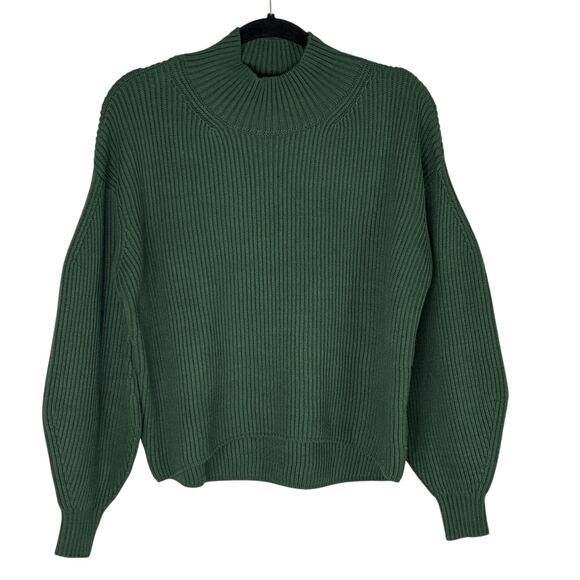 Anthropologie Maeve Easy Sweater Mock Neck Bishop Goblincore Forest Green Size S - Picture 1 of 3